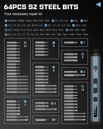 MultiTex™ 68 In 1 Mini Precision Electric Screwdriver Set